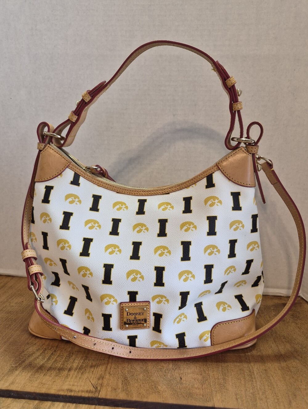 Dooney And Bourke Large Hobo Shoulder Bag Iowa Hawkeyes NWOT